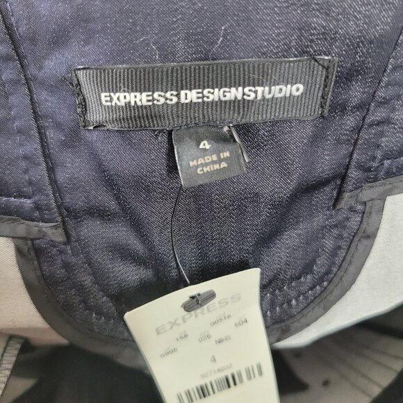 NEW Express Stylist Size 4 Denim Dress Pants Trouser Wide Leg Lace Up Back Blue - Picture 8 of 9